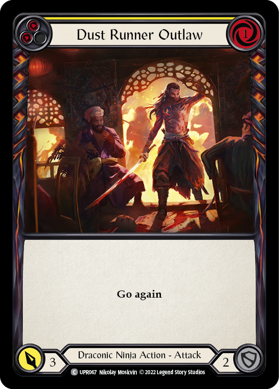 Flesh and Blood TCG | Dust Runner Outlaw (Yellow) [UPR067] (Uprising)  Rainbow Foil | The Nerd Merchant
