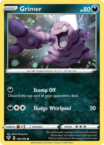 Pokemon | Grimer (100/189) [Sword & Shield: Darkness Ablaze] | The Nerd Merchant