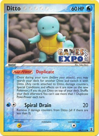 Pokemon | Ditto (64/113) (Games Expo Exclusive) [EX: Delta Species] | The Nerd Merchant