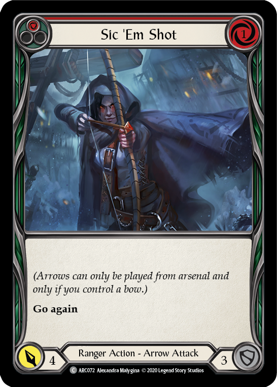 Flesh and Blood TCG | Sic 'Em Shot (Red) [U-ARC072] (Arcane Rising Unlimited)  Unlimited Rainbow Foil | The Nerd Merchant