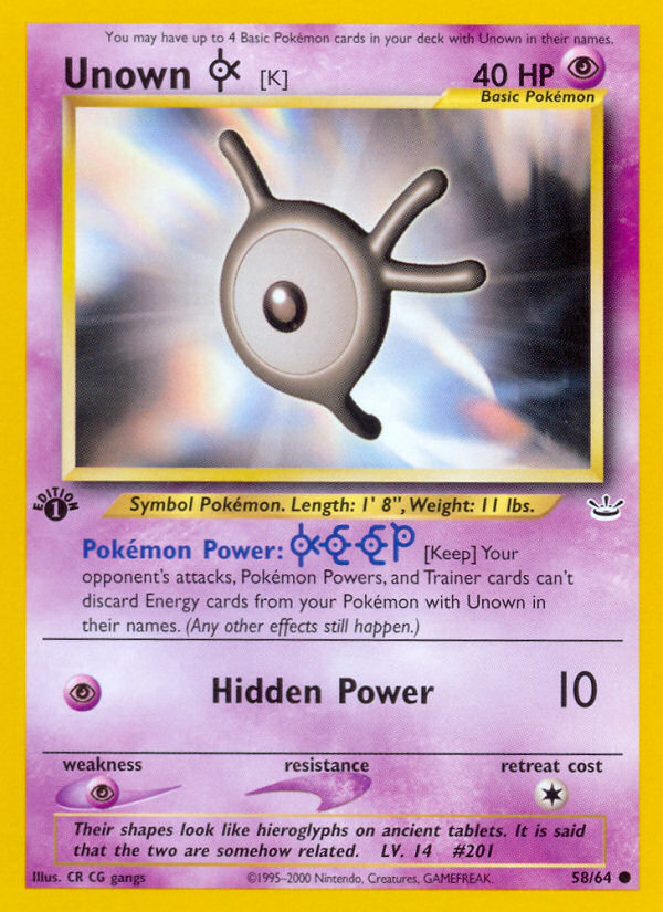 Pokemon | Unown [K] (58/64) [Neo Revelation 1st Edition] | The Nerd Merchant