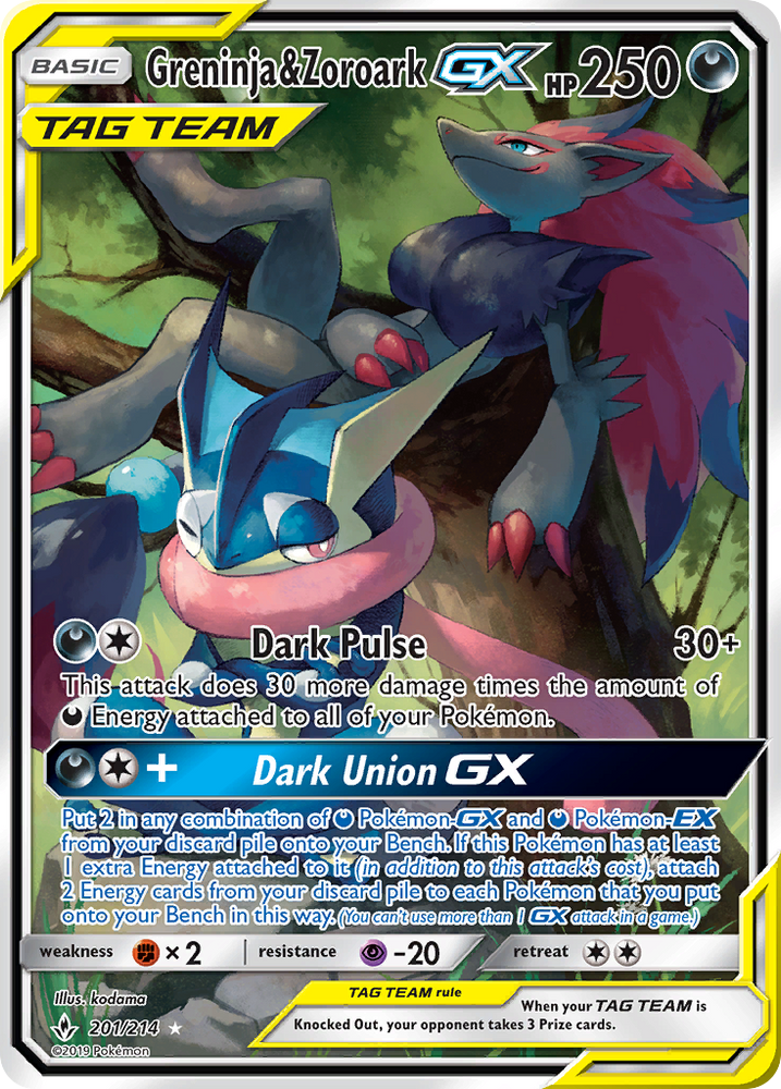 Pokemon | Greninja & Zoroark GX (201/214) [Sun & Moon: Unbroken Bonds] | The Nerd Merchant