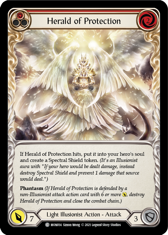 Flesh and Blood TCG | Herald of Protection (Red) [MON014-RF] (Monarch)  1st Edition Rainbow Foil | The Nerd Merchant