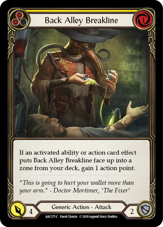 Flesh and Blood TCG | Back Alley Breakline (Yellow) [ARC177-C] (Arcane Rising)  1st Edition Normal | The Nerd Merchant