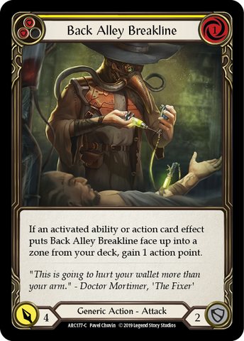 Flesh and Blood TCG | Back Alley Breakline (Yellow) [ARC177-C] (Arcane Rising)  1st Edition Normal | The Nerd Merchant