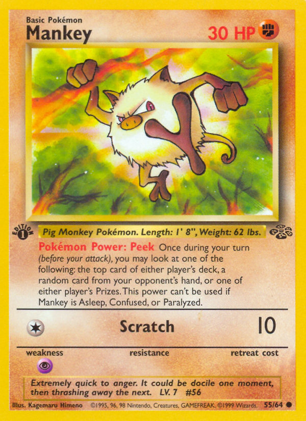 Pokemon | Mankey (55/64) [Jungle 1st Edition] | The Nerd Merchant