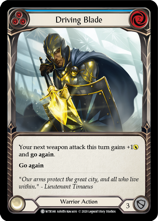 Flesh and Blood TCG | Driving Blade (Blue) [U-WTR146] (Welcome to Rathe Unlimited)  Unlimited Rainbow Foil | The Nerd Merchant