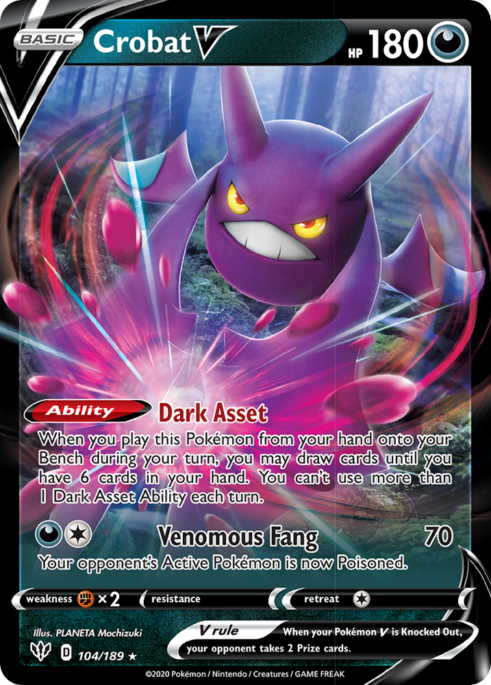 Pokemon | Crobat V (104/189) [Sword & Shield: Darkness Ablaze] | The Nerd Merchant