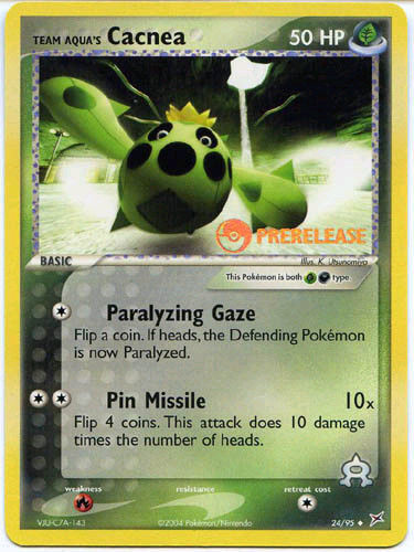 Pokemon | Team Aqua's Cacnea (24/95) (Prerelease Promo) [EX: Team Magma vs Team Aqua] | The Nerd Merchant