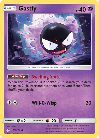 Pokemon | Gastly (67/214) [Sun & Moon: Unbroken Bonds] | The Nerd Merchant