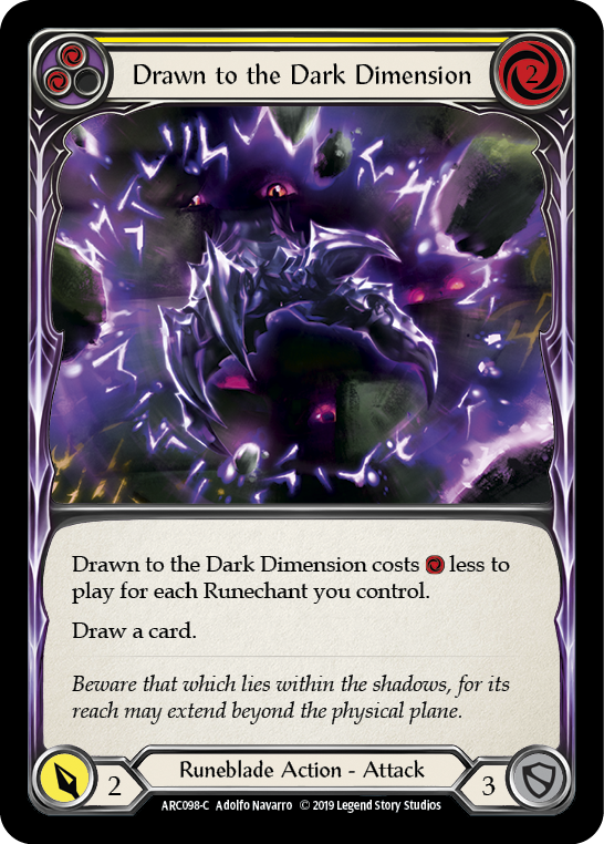 Flesh and Blood TCG | Drawn to the Dark Dimension (Yellow) [ARC098-C] (Arcane Rising)  1st Edition Normal | The Nerd Merchant