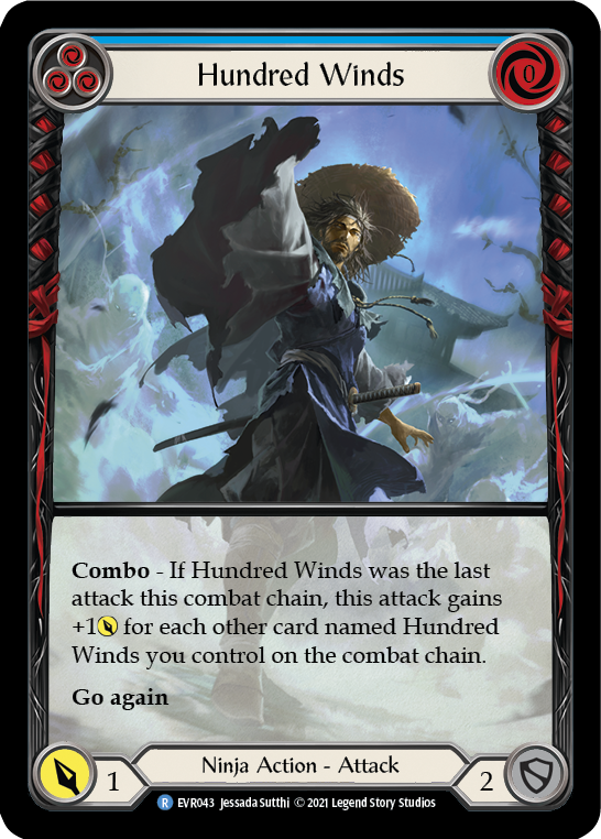 Flesh and Blood TCG | Hundred Winds (Blue) [EVR043] (Everfest)  1st Edition Extended Art Rainbow Foil | The Nerd Merchant