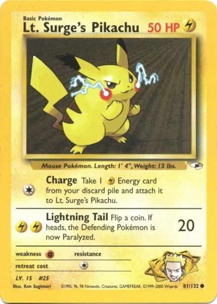 Pokemon | Lt. Surge's Pikachu (81/132) [Gym Heroes Unlimited] | The Nerd Merchant