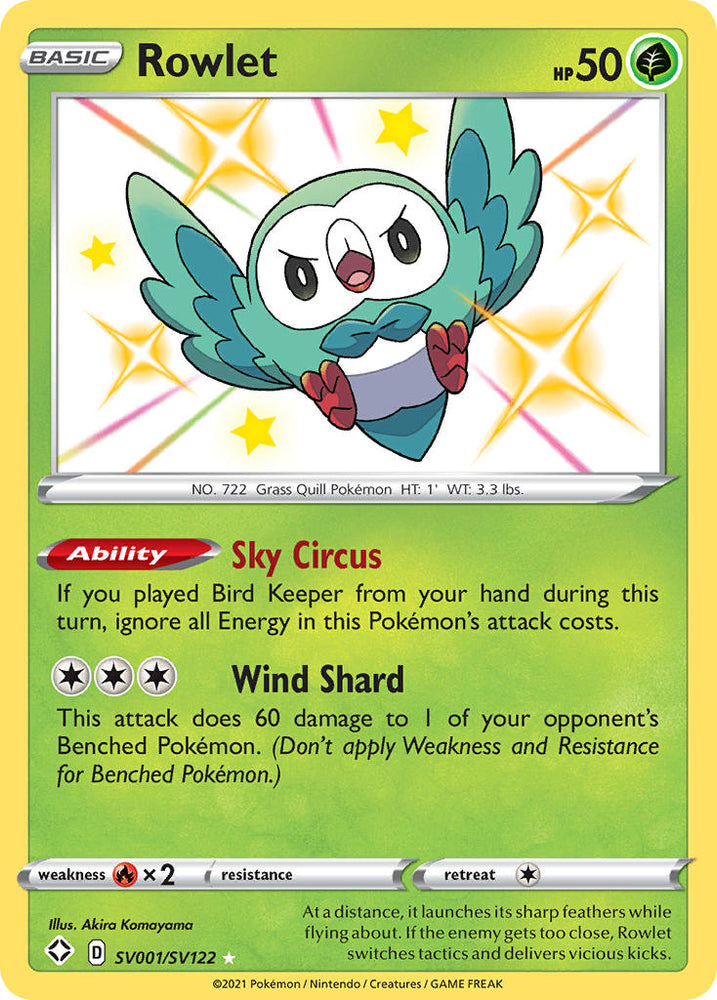 Pokemon | Rowlet (SV001/SV122) [Sword & Shield: Shining Fates] | The Nerd Merchant