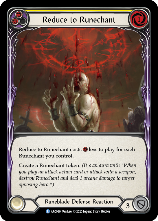 Flesh and Blood TCG | Reduce to Runechant (Yellow) [U-ARC089] (Arcane Rising Unlimited)  Unlimited Normal | The Nerd Merchant
