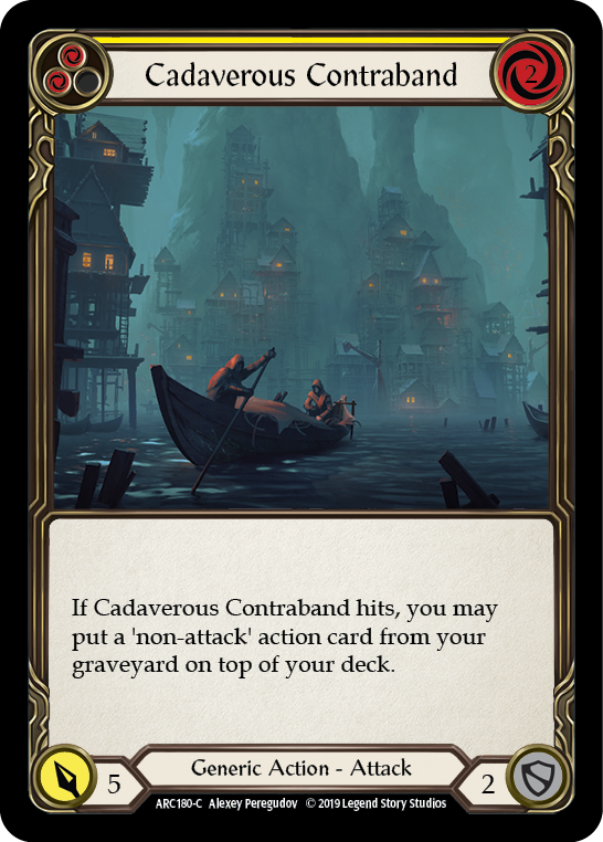 Flesh and Blood TCG | Cadaverous Contraband (Yellow) [ARC180-C] (Arcane Rising)  1st Edition Normal | The Nerd Merchant