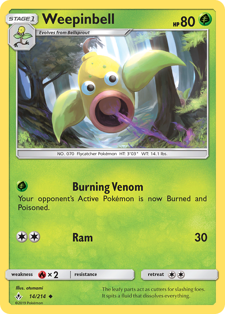 Pokemon | Weepinbell (14/214) [Sun & Moon: Unbroken Bonds] | The Nerd Merchant