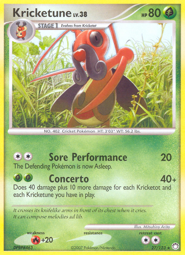Pokemon | Kricketune (27/123) [Diamond & Pearl: Mysterious Treasures] | The Nerd Merchant