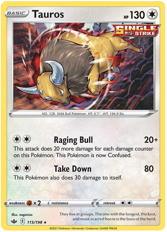 Pokemon | Tauros (115/198) [Sword & Shield: Chilling Reign] | The Nerd Merchant