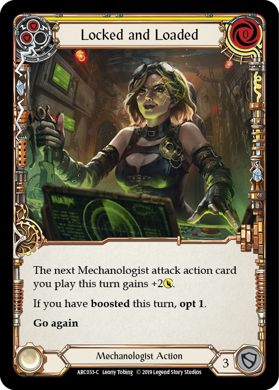 Flesh and Blood TCG | Locked and Loaded (Yellow) [ARC033-C] (Arcane Rising)  1st Edition Rainbow Foil | The Nerd Merchant