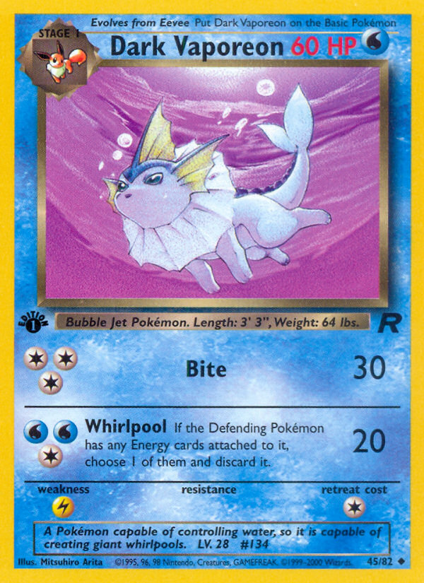 Pokemon | Dark Vaporeon (45/82) [Team Rocket 1st Edition] | The Nerd Merchant