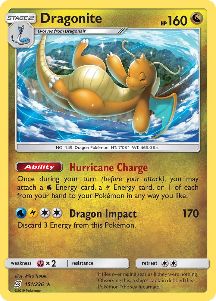 Pokemon | Dragonite (151/236) (Cracked Ice Holo) (Theme Deck Exclusives) [Sun & Moon: Unified Minds] | The Nerd Merchant