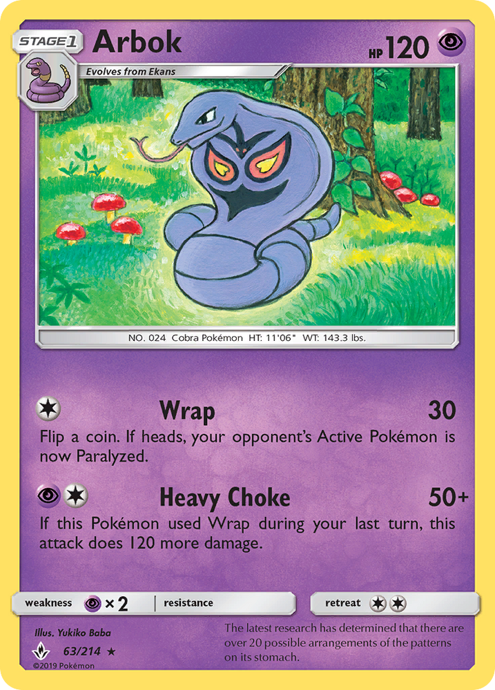 Pokemon | Arbok (63/214) [Sun & Moon: Unbroken Bonds] | The Nerd Merchant