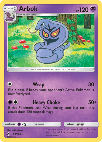Pokemon | Arbok (63/214) [Sun & Moon: Unbroken Bonds] | The Nerd Merchant