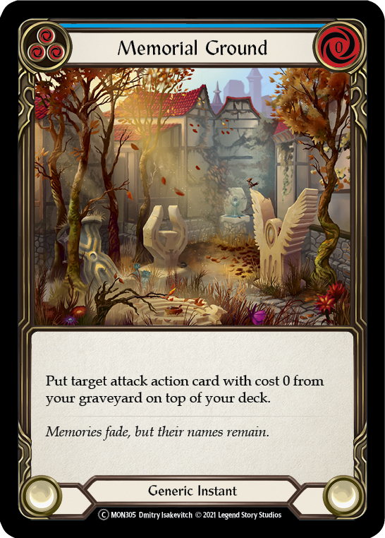 Flesh and Blood TCG | Memorial Ground (Blue) [U-MON305-RF] (Monarch Unlimited)  Unlimited Rainbow Foil | The Nerd Merchant