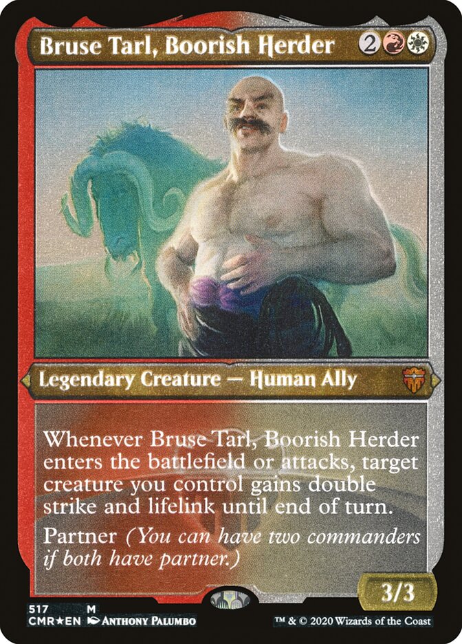 Magic | Bruse Tarl, Boorish Herder (Etched) [Commander Legends] | The Nerd Merchant