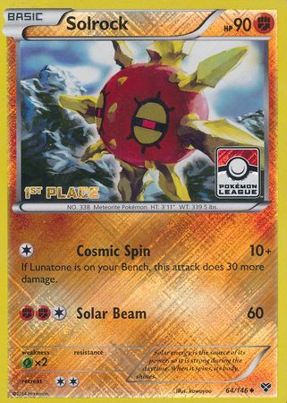 Pokemon | Solrock (64/146) (1st Place League Challenge Promo) [XY: Base Set] | The Nerd Merchant