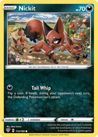 Pokemon | Nickit (112/189) [Sword & Shield: Darkness Ablaze] | The Nerd Merchant