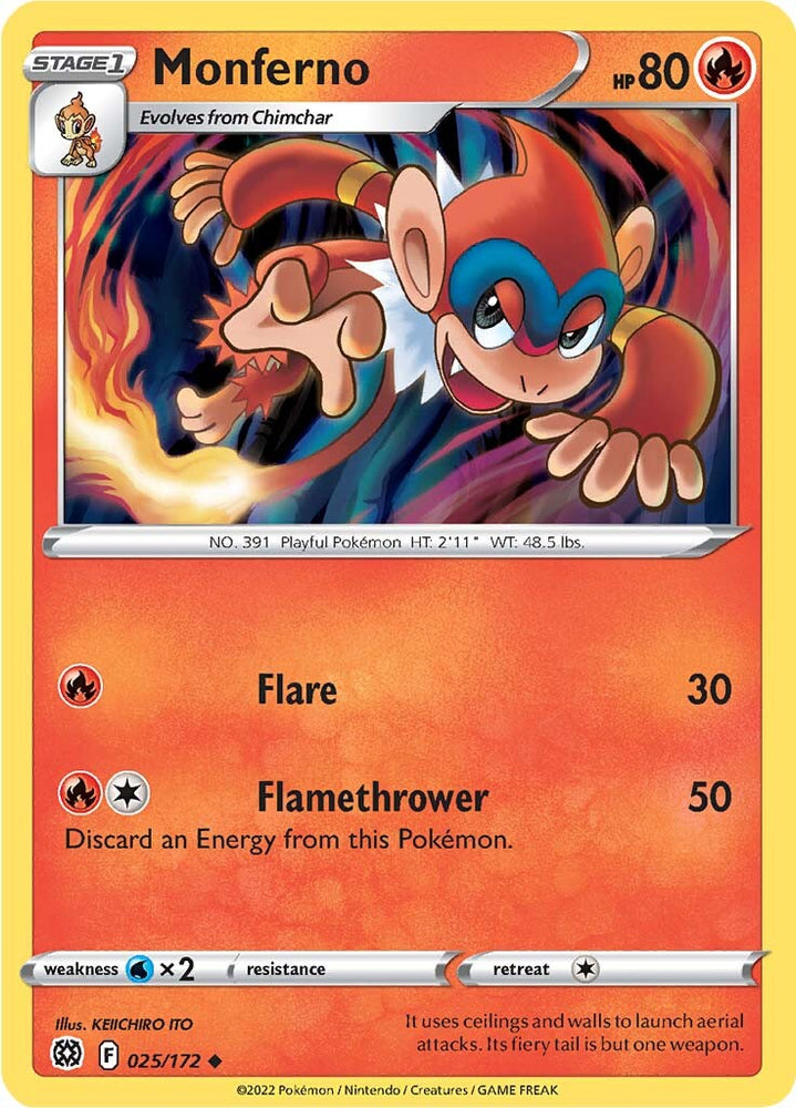 Pokemon | Monferno (025/172) [Sword & Shield: Brilliant Stars] | The Nerd Merchant