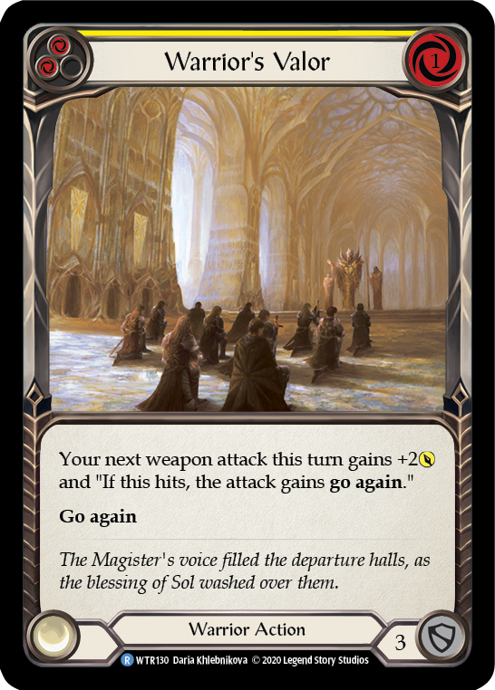 Flesh and Blood TCG | Warrior's Valor (Yellow) [U-WTR130] (Welcome to Rathe Unlimited)  Unlimited Normal | The Nerd Merchant