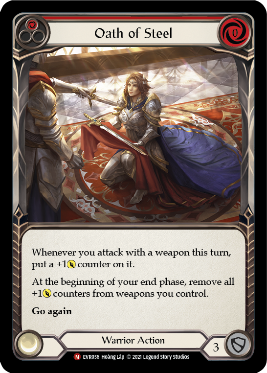 Flesh and Blood TCG | Oath of Steel (Red) [EVR056] (Everfest)  1st Edition Rainbow Foil | The Nerd Merchant