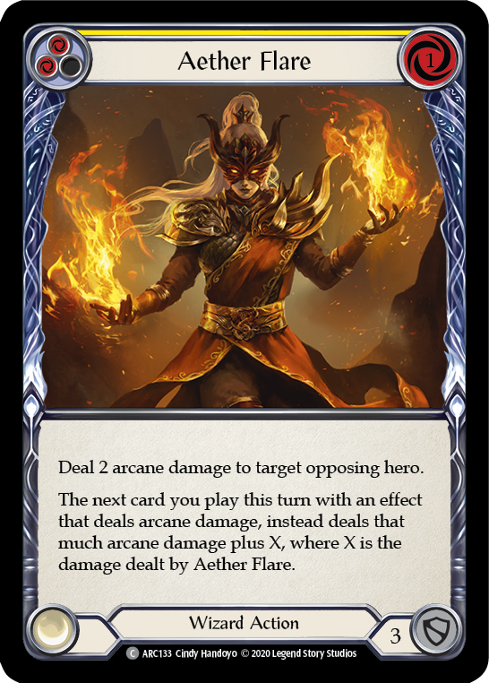 Flesh and Blood TCG | Aether Flare (Yellow) [U-ARC133] (Arcane Rising Unlimited)  Unlimited Rainbow Foil | The Nerd Merchant