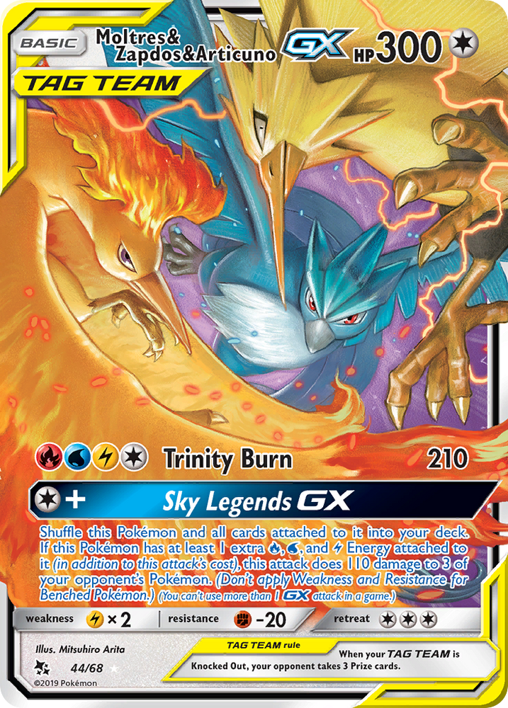 Pokemon | Moltres & Zapdos & Articuno GX (44/68) [Sun & Moon: Hidden Fates] | The Nerd Merchant