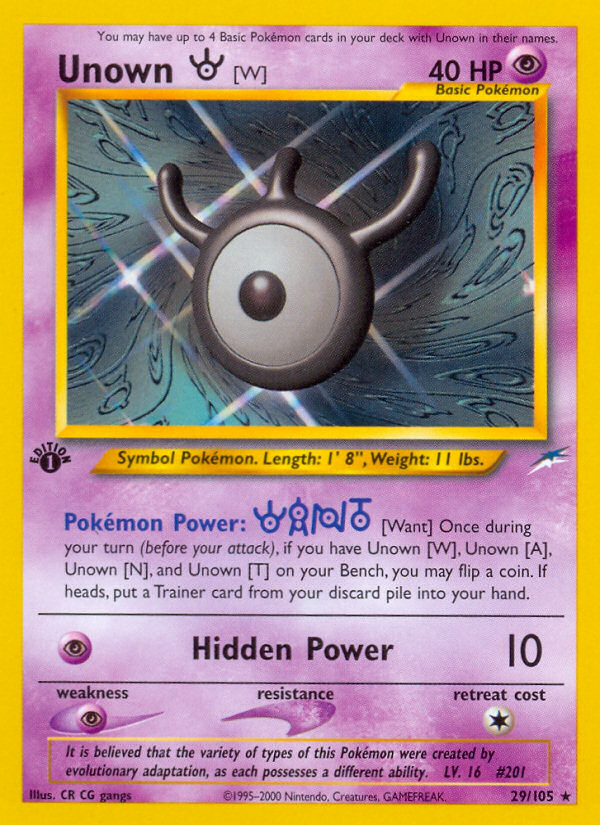 Pokemon | Unown [W] (29/105) [Neo Destiny 1st Edition] | The Nerd Merchant