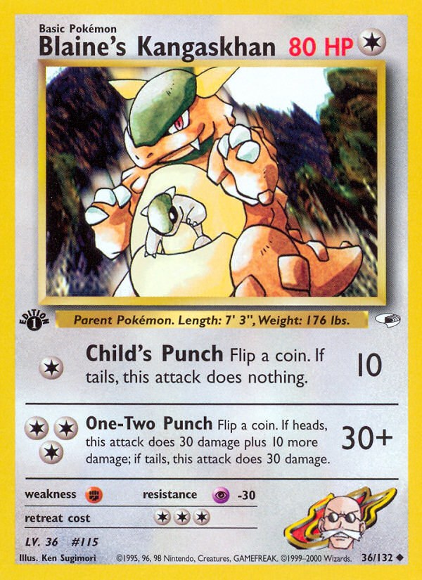 Pokemon | Blaine's Kangaskhan (36/132) [Gym Heroes 1st Edition] | The Nerd Mechant