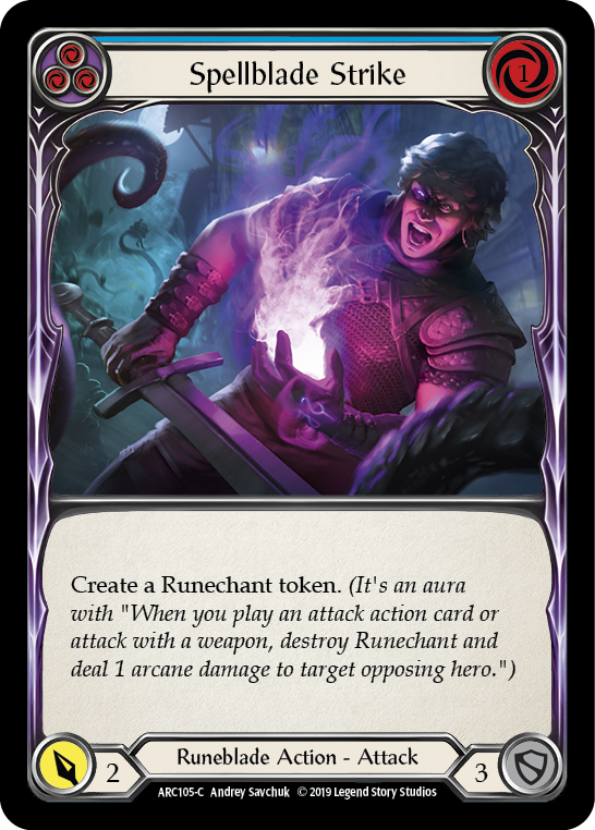 Flesh and Blood TCG | Spellblade Strike (Blue) [ARC105-C] (Arcane Rising)  1st Edition Normal | The Nerd Merchant