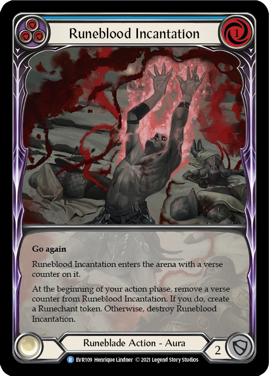 Flesh and Blood TCG | Runeblood Incantation (Blue) [EVR109] (Everfest)  1st Edition Extended Art Rainbow Foil | The Nerd Merchant