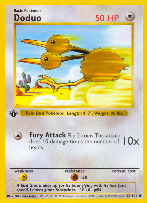Pokemon | Doduo (48/102) (Shadowless) [Base Set 1st Edition] | The Nerd Merchant)