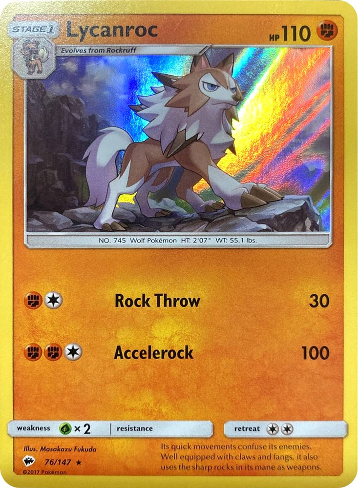 Pokemon | Lycanroc (76/147) (Water Web Holo) [Sun & Moon: Burning Shadows] | The Nerd Merchant