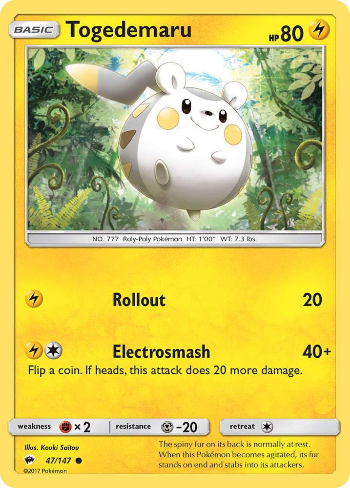 Pokemon | Togedemaru (47/147) [Sun & Moon: Burning Shadows] | The Nerd Merchant
