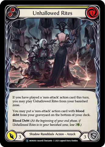 Unhallowed Rites (Yellow) [U-MON160-RF] (Monarch Unlimited)  Unlimited Rainbow Foil