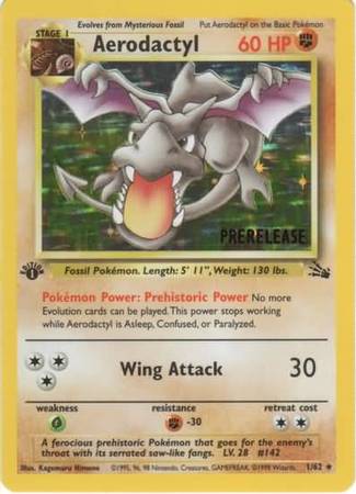 Pokemon | Aerodactyl (1/62) (Prerelease Promo) [Fossil 1st Edition] | The Nerd Merchant
