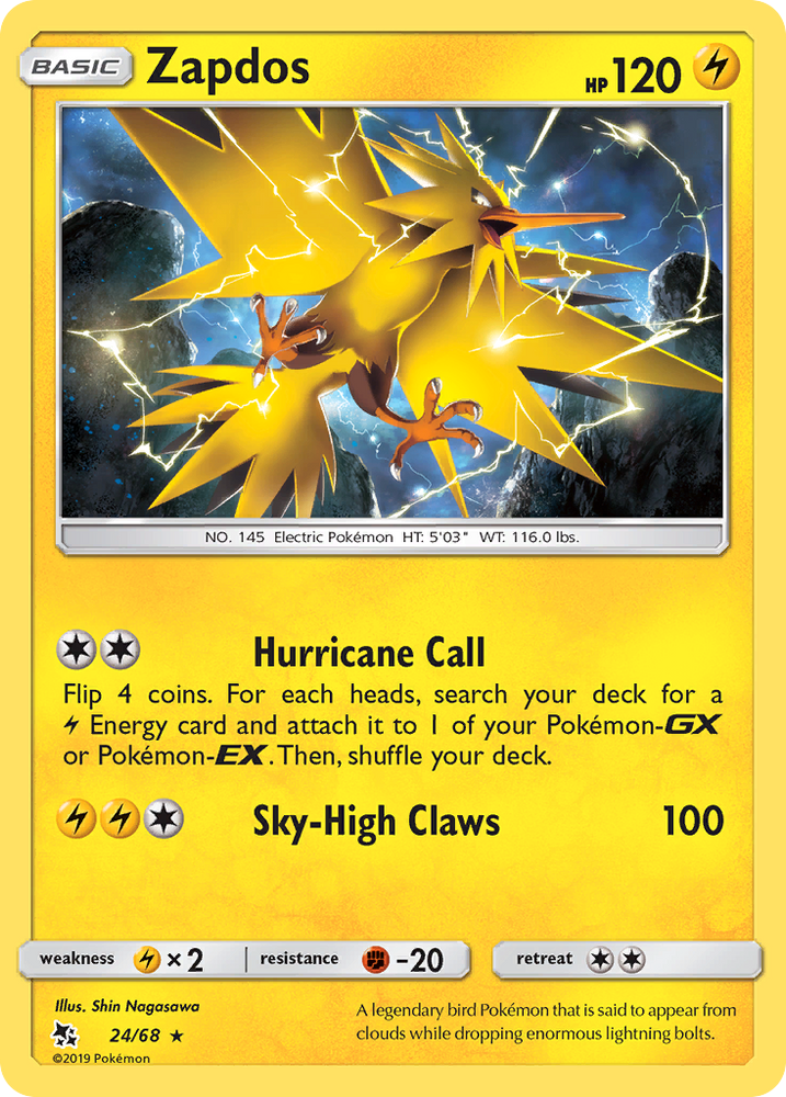 Pokemon | Zapdos (24/68) [Sun & Moon: Hidden Fates] | The Nerd Merchant