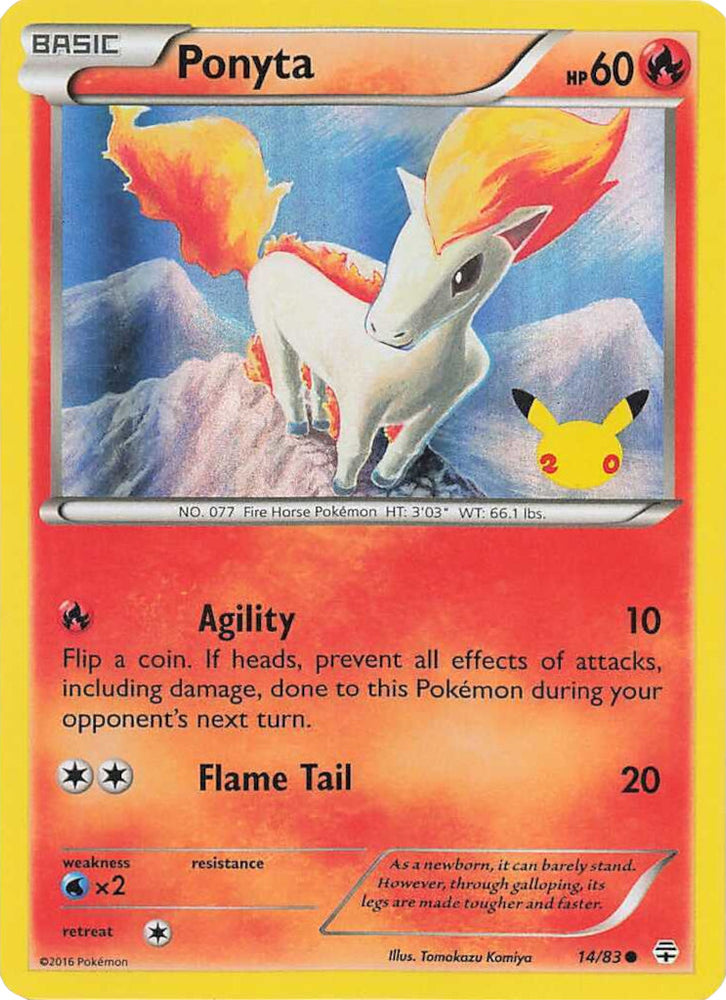 Pokemon | Ponyta (14/83) (20th Anniversary Stamp) [XY: Generations] | The Nerd Merchant
