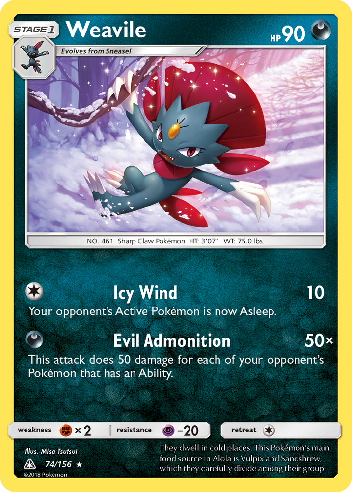 Pokemon | Weavile (74/156) [Sun & Moon: Ultra Prism] | The Nerd Merchant