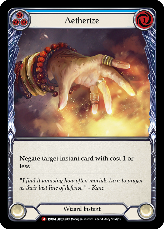 Flesh and Blood TCG | Aetherize [CRU164] (Crucible of War)  1st Edition Rainbow Foil | The Nerd Merchant